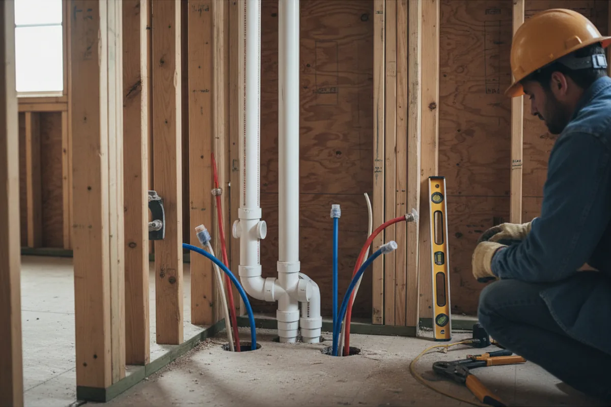 Drain and supply rough-in during Leak Detection in Buckholts